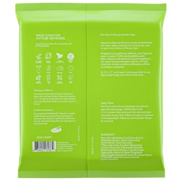 HyperGo Body Wipes - No Rinse Wet Wipes for Adults, All Natural Shower Bathing Wipes, Refreshing Body and Face Cleansing Wipes for Women and Men, 20 Extra Large Disposable Washcloths, 12x12 Cucumber