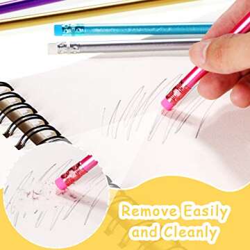 Holographic Pencils with Erasers Metallic Assorted Colors Wooden Glitter Pencils Optical Illusion Pencils HB Pencils (12 Pieces)