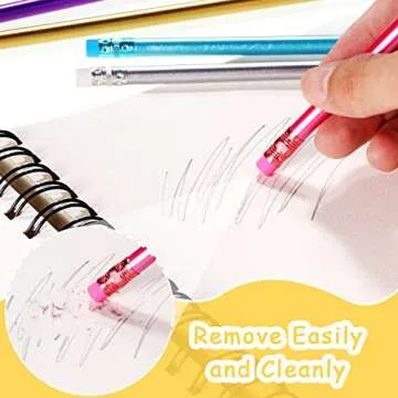 Holographic Pencils with Erasers Metallic Assorted Colors Wooden Glitter Pencils Optical Illusion Pencils HB Pencils (12 Pieces)