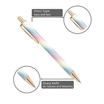 Stainless Steel Point Retractable Craft Weeding and Vinyl Air Release Pin Pen Tool (Rainbow Gradient)