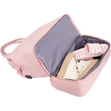 MINKARS Weekender Bag with Shoe Compartment Travel Duffle, Personal Item 17 Inch, Solid Pink