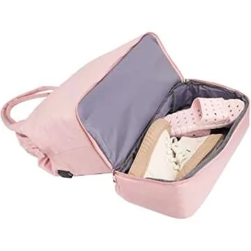 MINKARS Weekender Bag with Shoe Compartment Travel Duffle, Personal Item 17 Inch, Solid Pink