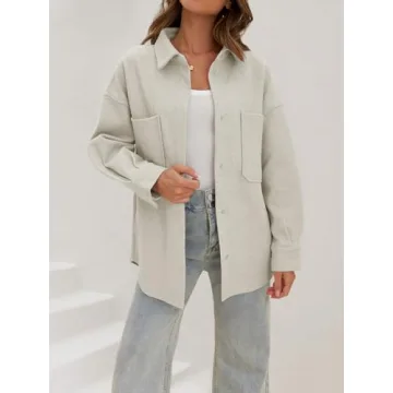 MEROKEETY Women's Fall Wool Shacket with Pockets