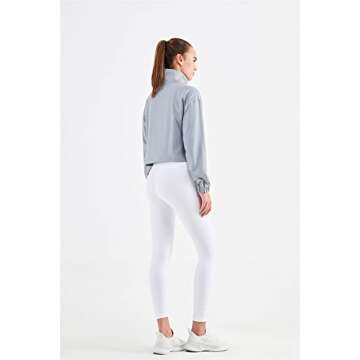 altiland Half Zip Pullover Cropped Jackets for Women Long Sleeve Workout Athletic Running Yoga Shirts (S, Rhino Grey)