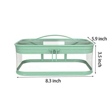 WANBAO 2 Pcs Transparent Makeup Bag Zipper Waterproof Portable Travel Storage Pouch, Pink Green