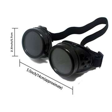TamBee Steampunk Goggles with Red Lenses for Halloween