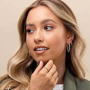 PAVOI 14K Yellow Gold Plated Rings Cubic Zirconia Band | Round Milgrain Eternity Bands | Yellow Gold...