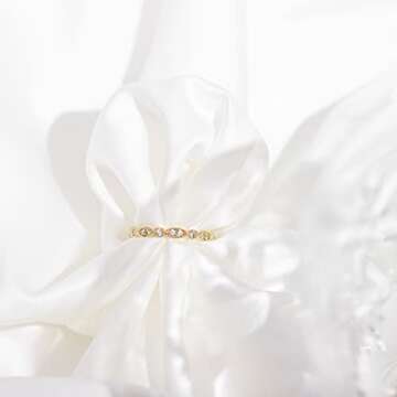 PAVOI 14K Yellow Gold Plated Rings Cubic Zirconia Band | Round Milgrain Eternity Bands | Yellow Gold Rings for Women Size 7