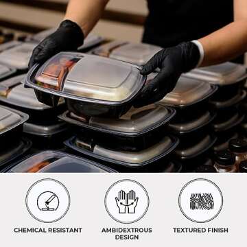 ForPro Professional Collection Disposable Nitrile Gloves, Chemical Resistant, Powder-Free, Latex-Free, Non-Sterile, Food Safe, 4 Mil, Black, Small, 100-Count