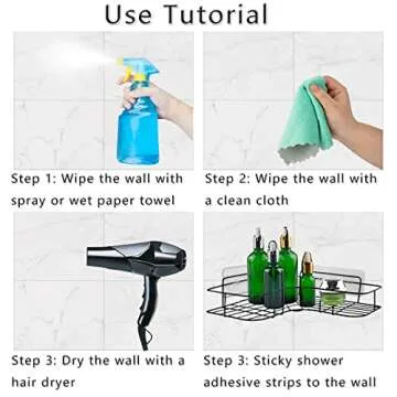 2 Pack Shower Caddy Adhesive, No Drilling Storage Solution