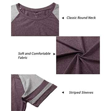 LAISHEN Women's Color Block Raglan T-Shirt for Summer