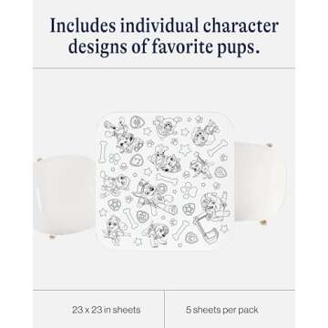 Lalo PAW Patrol Giant Coloring Sheets for Kids and Toddlers - A Table Surface Saver - Mess Free Art Project - 23" x 23" - Giant Coloring Poster with Adhesive Back