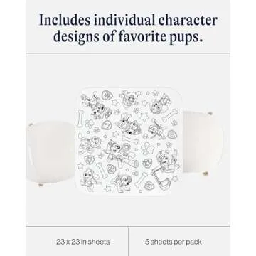 Lalo PAW Patrol Giant Coloring Sheets for Kids and Toddlers - A Table Surface Saver - Mess Free Art Project - 23" x 23" - Giant Coloring Poster with Adhesive Back