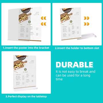 Lechay 3 Pack 5 x 7inches Clear Table Menu Display Stand Desktop Display Stand Paper Holder Table Top Sign Holder Suitable for Restaurants, Office, Home, Store (Vertical 3 Pack 5x7)
