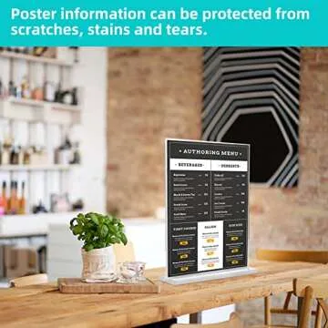Lechay 3 Pack 5 x 7inches Clear Table Menu Display Stand Desktop Display Stand Paper Holder Table Top Sign Holder Suitable for Restaurants, Office, Home, Store (Vertical 3 Pack 5x7)
