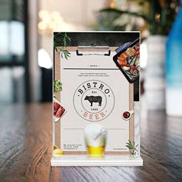 Lechay 3 Pack 5 x 7inches Clear Table Menu Display Stand Desktop Display Stand Paper Holder Table Top Sign Holder Suitable for Restaurants, Office, Home, Store (Vertical 3 Pack 5x7)