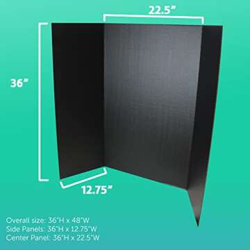Flipside Products 36” x 48” Project Boards for Presentations, Science Fair, School Projects, Event Displays and Trifold Picture Board, Proudly Made in USA - Black - 4 Pack