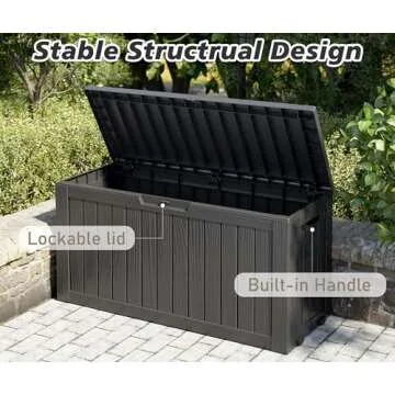 NUNU LAB 72 Gallon Outdoor Storage Box,Deck Box Resin Large Sturdy, Backyard Outside Storage Box Waterproof with Double Wall Panels,Package Delivery Box,Garden Box,Outdoor Hose Storage Bin,Tool Box