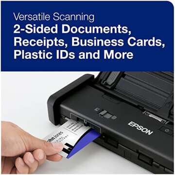 Epson WorkForce ES-200 Color Portable Document Scanner with ADF for PC and Mac, Sheet-fed and Duplex Scanning,Black