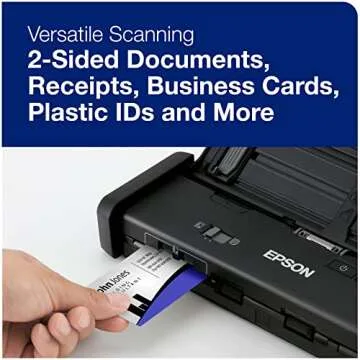 Epson WorkForce ES-200 Color Portable Document Scanner with ADF for PC and Mac, Sheet-fed and Duplex Scanning,Black