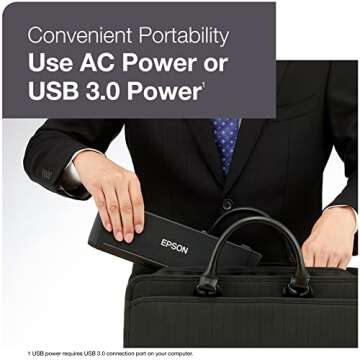 Epson WorkForce ES-200 Color Portable Document Scanner with ADF for PC and Mac, Sheet-fed and Duplex Scanning,Black