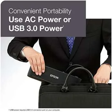 Epson WorkForce ES-200 Color Portable Document Scanner with ADF for PC and Mac, Sheet-fed and Duplex Scanning,Black