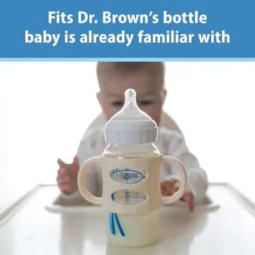 Dr. Brown's Milestones 100% Silicone Baby Bottle Handles, Wide-Neck, Removable Easy-Grip Transitional Sippy Cup Handles, Gray, 4m+, 1 Pack