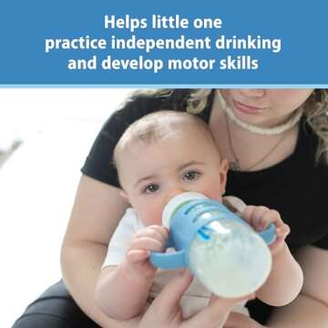 Dr. Brown's Milestones 100% Silicone Baby Bottle Handles, Wide-Neck, Removable Easy-Grip Transitional Sippy Cup Handles, Gray, 4m+, 1 Pack