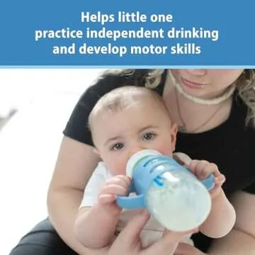 Dr. Brown's Milestones 100% Silicone Baby Bottle Handles, Wide-Neck, Removable Easy-Grip Transitional Sippy Cup Handles, Gray, 4m+, 1 Pack