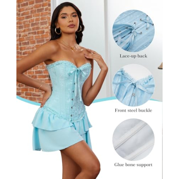 Vrapo Cabana Blue Corset Top - Sensual Shapewear