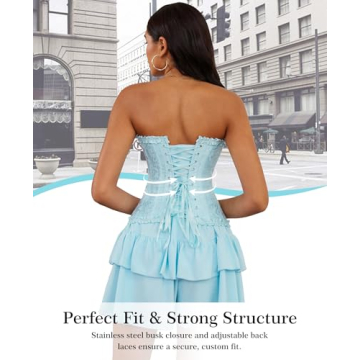 Vrapo Cabana Blue Corset Top - Sensual Shapewear