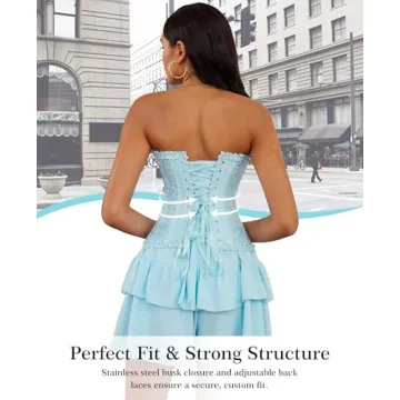 Vrapo Cabana Blue Corset Top - Sensual Shapewear