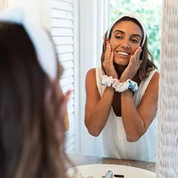 FROG SAC Spa Headband for Washing Face, Teen Girls Tie Dye Terrycloth Skincare Headbands and Wristbands, Soft Facial Makeup Towel Head Band, Skin Care Girl Hair Accessories