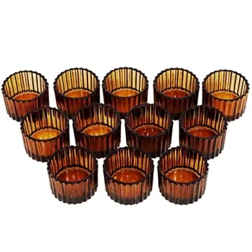 VOHO Amber Tealight Candle Holders Set for Elegant Decor