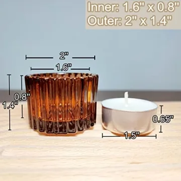 VOHO Amber Tealight Candle Holders Set for Elegant Decor