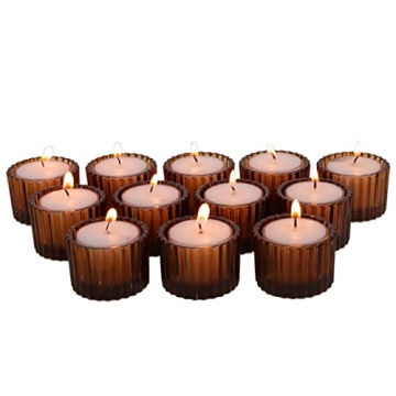 VOHO Amber Tealight Candle Holders Set for Elegant Decor