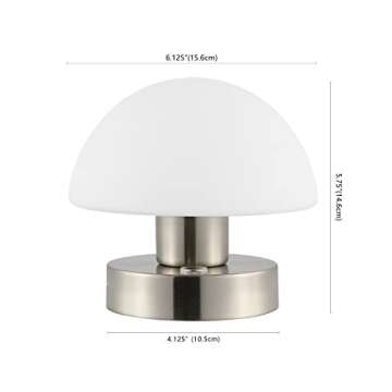 JONATHAN Y JYL7113B Zoe 5.75" Modern Minimalist Iron Rechargeable Integrated LED Table Lamp Contemporary Bedside Desk Nightstand Lamp for Bedroom Living Room Office, Nickel/White