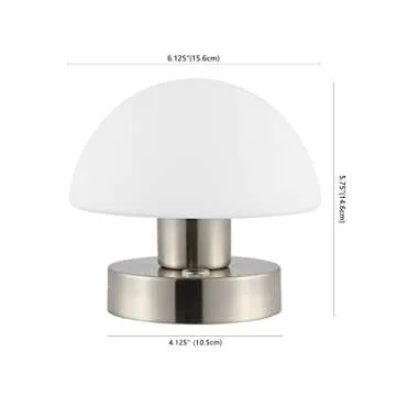 JONATHAN Y JYL7113B Zoe 5.75" Modern Minimalist Iron Rechargeable Integrated LED Table Lamp Contemporary Bedside Desk Nightstand Lamp for Bedroom Living Room Office, Nickel/White