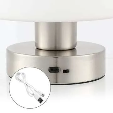 JONATHAN Y JYL7113B Zoe 5.75" Modern Minimalist Iron Rechargeable Integrated LED Table Lamp Contemporary Bedside Desk Nightstand Lamp for Bedroom Living Room Office, Nickel/White