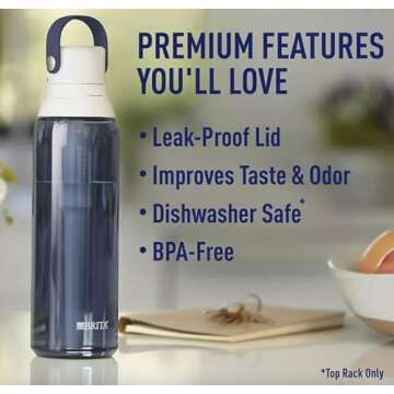 Brita Water 26-Ounce Premium Filtered Water Bottle + 3 Replacement Filters- Sea Glass