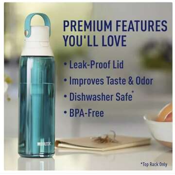 Brita Water 26-Ounce Premium Filtered Water Bottle + 3 Replacement Filters- Sea Glass