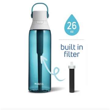 Brita Water 26-Ounce Premium Filtered Water Bottle + 3 Replacement Filters- Sea Glass