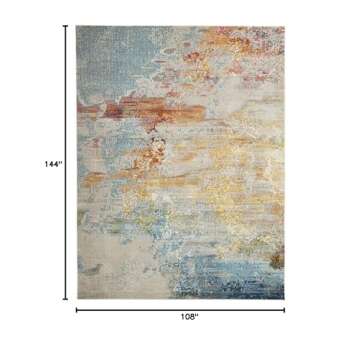 Nourison Celestial Modern Abstract Sealife 9' x 12' Area Rug, Easy-Cleaning, Non-Shedding