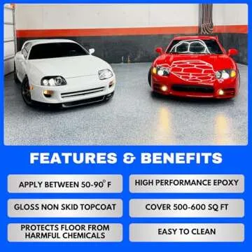 ArmorPoxy Garage Epoxy Floor Kit – Industrial Grade, 2 Part Epoxy Coating for Concrete for Garages, Basements, Workshops, Retail & Automotive Spaces -14 pcs, Covers 600 Sq Ft, Khaki Tan