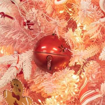 KI Store Oversized Jingle Bells Pearl Red Set of 3 Metal Bells 6-Inch 5-Inch 4-Inch for Christmas Decorations Xmas Tree Garland Wreath Decor