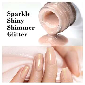 RARJSM Nude Gel Polish Peach Pink Gold Glitter Shimmery Neutral Jelly Color Skin Tone Gel Nail Polish 15ml Single Bottle Sparkle Pink Beige Natural Soak off UV LED Cured for Home Salon DIY Nail Art