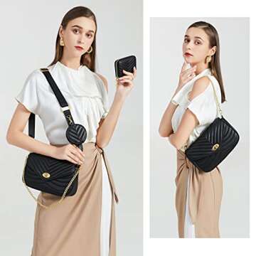 JEEHAN Small Crossbody with Coin Purse for Women Quilted Shoulder Bag Lightweight Cross body Bags Tr...