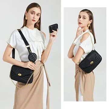 JEEHAN Small Crossbody with Coin Purse for Women Quilted Shoulder Bag Lightweight Cross body Bags Tr...