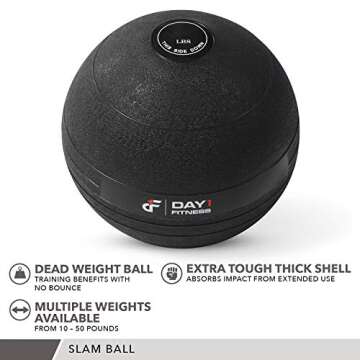 Weighted Slam Ball by Day 1 Fitness – 30 lbs - No Bounce Medicine Ball - Gym Equipment Accessories for High Intensity Exercise, Functional Strength Training, Cardio