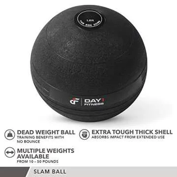 Weighted Slam Ball by Day 1 Fitness – 30 lbs - No Bounce Medicine Ball - Gym Equipment Accessories for High Intensity Exercise, Functional Strength Training, Cardio